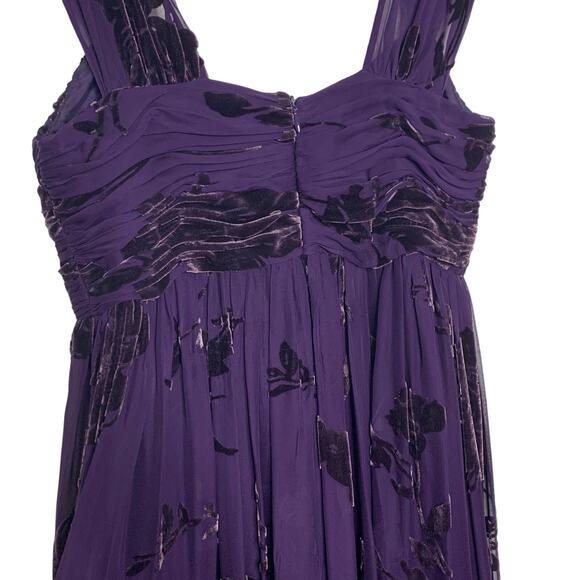 JS COLLECTIONS PETITES Velvet Embellished Maxi Dress Silk Blend Purple Size 4P - Picture 7 of 13
